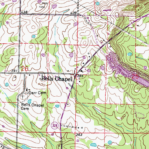 Topographic Map of Bells Chapel, AR