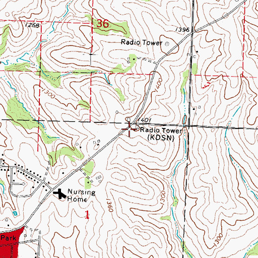 Topographic Map of KDSN-FM (Denison), IA