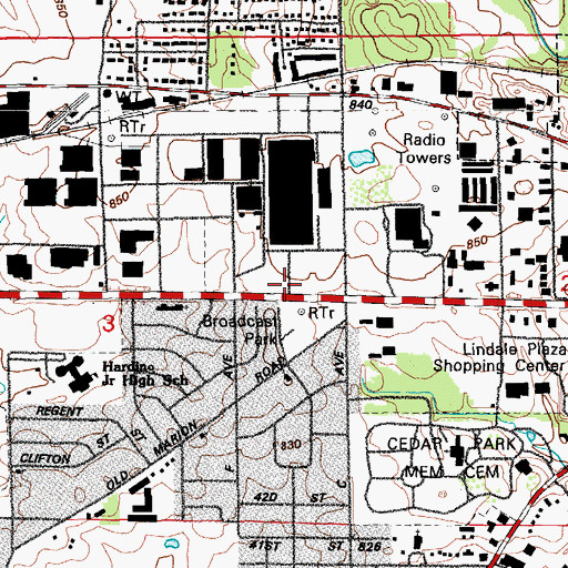 Topographic Map of WMT-FM (Cedar Rapids), IA