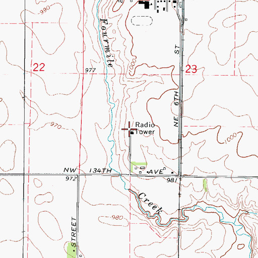 Topographic Map of KLYF-FM (Des Moines), IA
