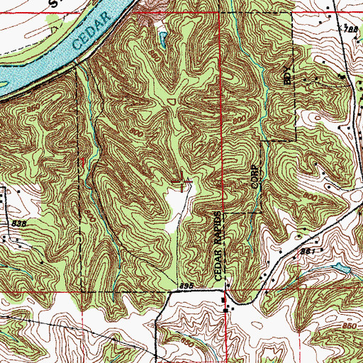 Topographic Map of KHAK-FM (Cedar Rapids), IA