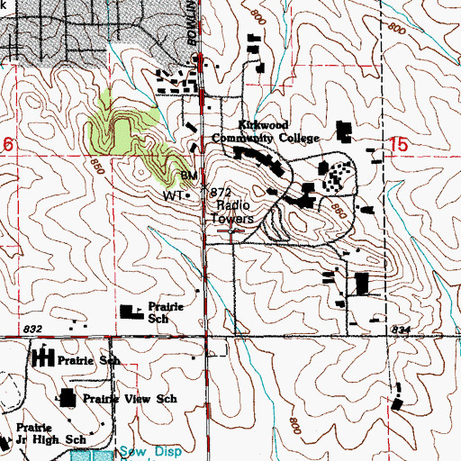 Topographic Map of KCCK-FM (Cedar Rapids), IA