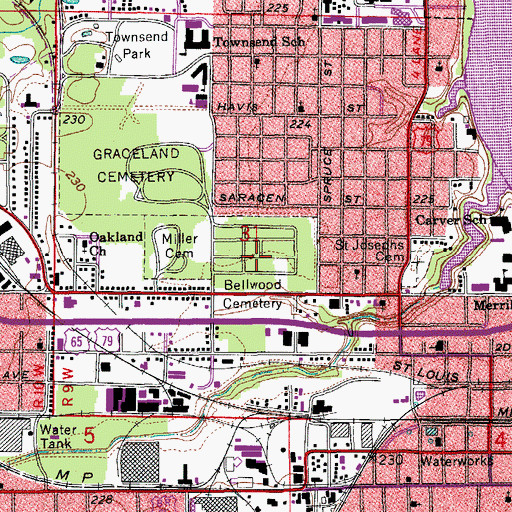 Topographic Map of Bellwood Cemetery, AR