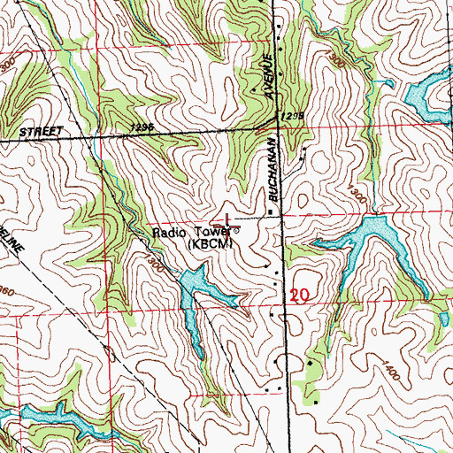 Topographic Map of KBCM-FM (Sioux City), IA