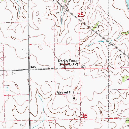 Topographic Map of KFMN-FM (Waterloo), IA