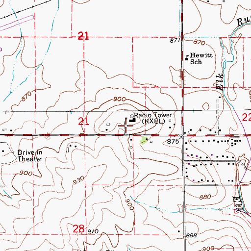 Topographic Map of KCNB-FM (Waterloo), IA