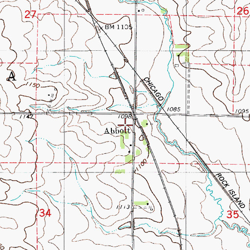 Topographic Map of Abbott, IA