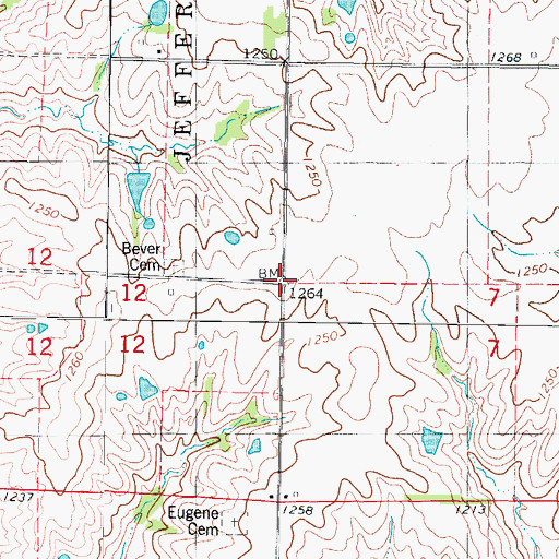 Topographic Map of Eugene (historical), IA