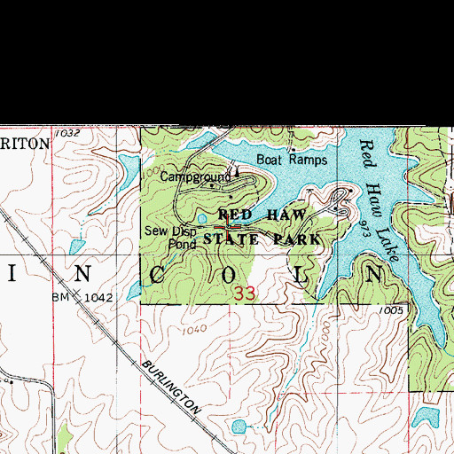 Topographic Map of Red Haw State Park, IA