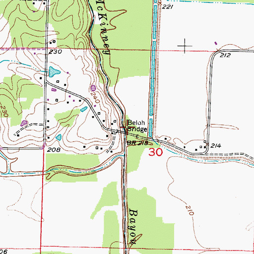 Topographic Map of Beloh Bridge, AR
