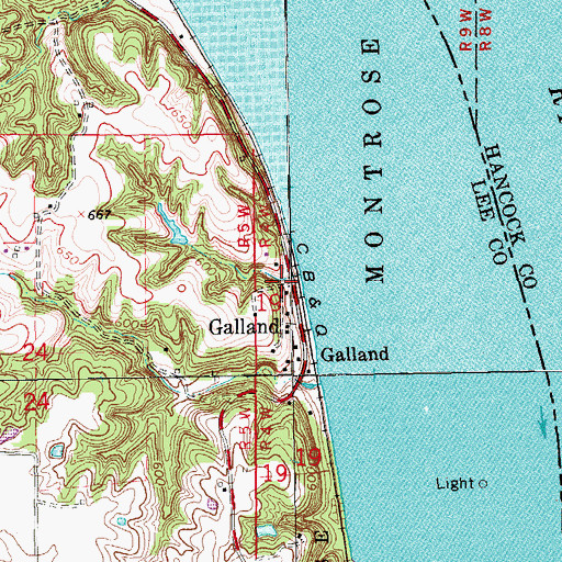 Topographic Map of Galland School State Park Preserve, IA