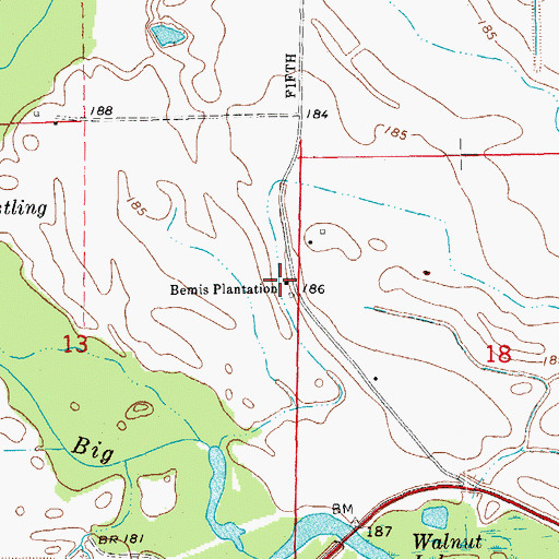 Topographic Map of Bemis Plantation, AR