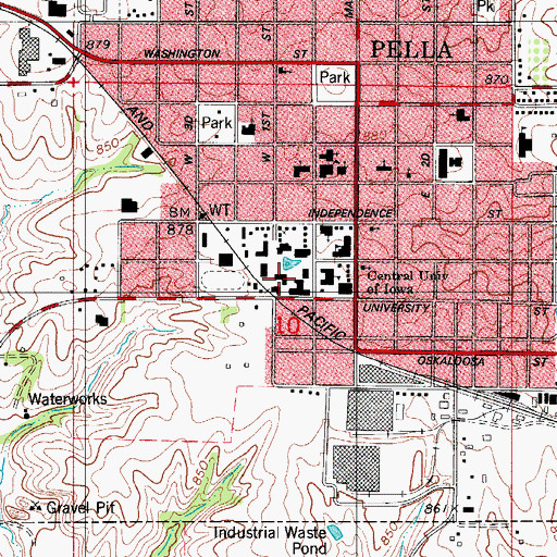 Topographic Map of Central College, IA