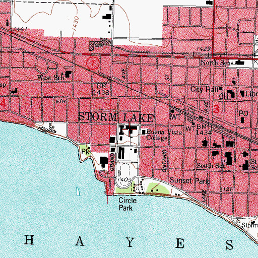 Topographic Map of Buena Vista University, IA