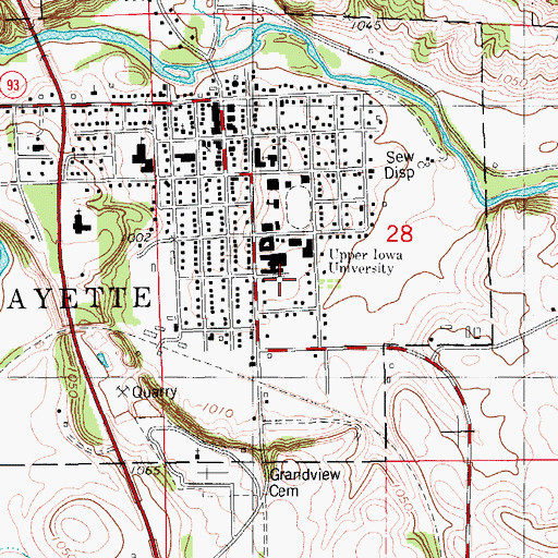 Topographic Map of Upper Iowa University, IA