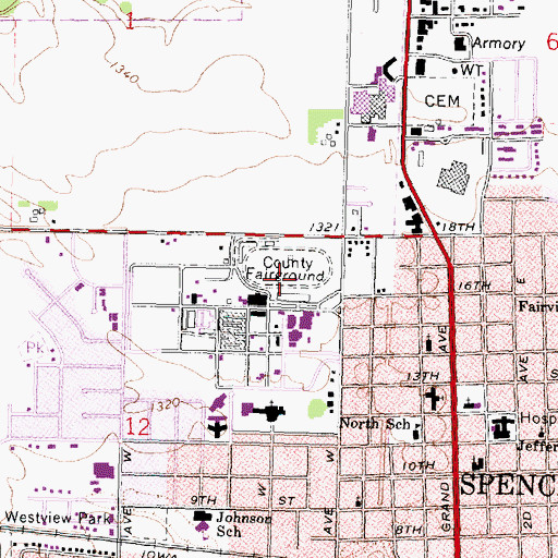 Topographic Map of Clay County Fairground, IA