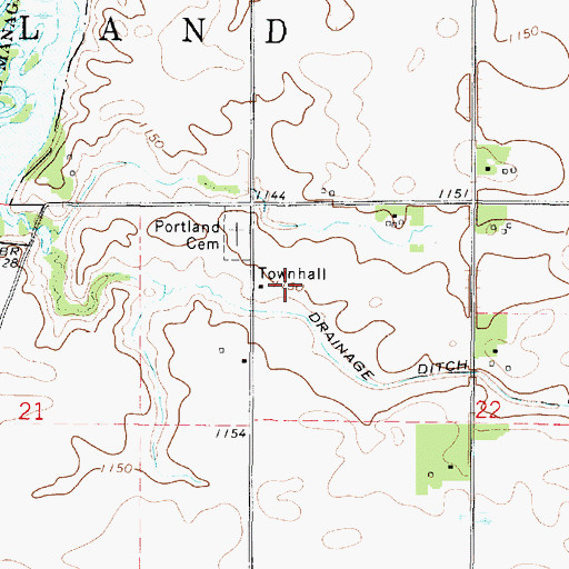 Topographic Map of Portland Townhall, IA