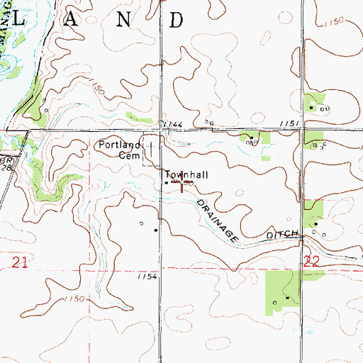 Topographic Map of Portland Townhall, IA