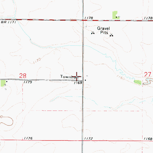 Topographic Map of Lincoln Townhall, IA