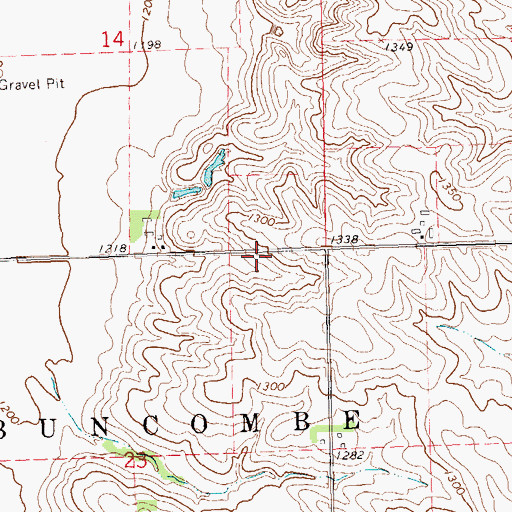 Topographic Map of Buncombe Townhall, IA