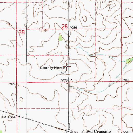 Topographic Map of Floyd County Home, IA