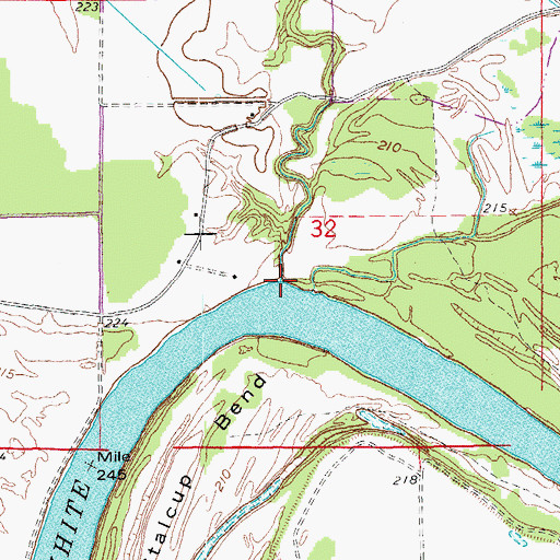 Topographic Map of Bennett Branch, AR