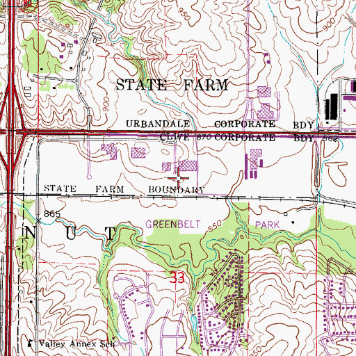 Topographic Map of Chautauqua Grounds, IA