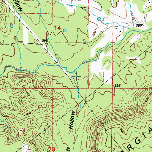 Topographic Map of Bennett Hollow, AR