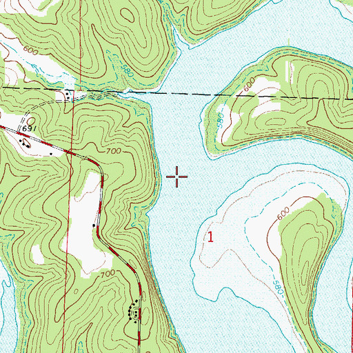 Topographic Map of Bennetts Bayou, AR