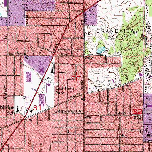 Topographic Map of Rossin School (historical), IA