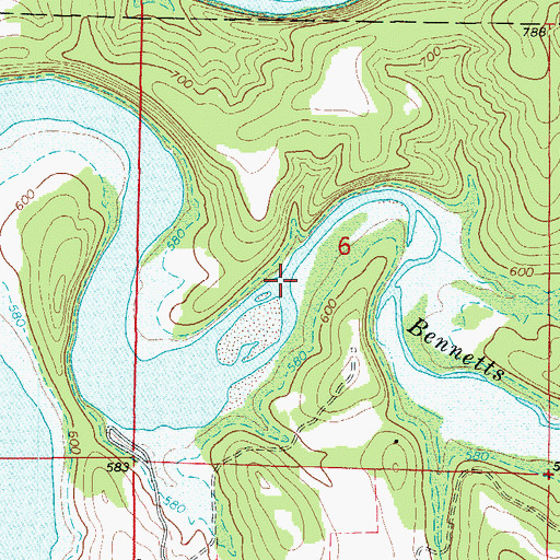 Topographic Map of Bennetts River, AR