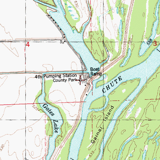 Topographic Map of Fourth Pumping Station County Park, IA