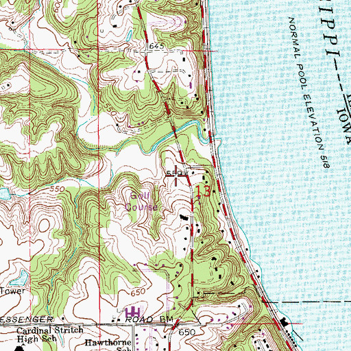 Topographic Map of Chatfield Park, IA