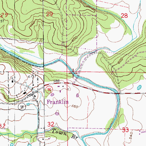 Topographic Map of Bens Creek, AR