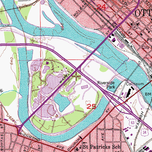 Topographic Map of Ottumwa Park Campground, IA