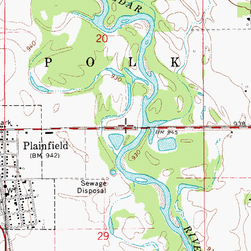 Topographic Map of North Cedar Park, IA