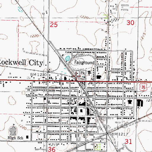 Topographic Map of Rockwell City Park, IA