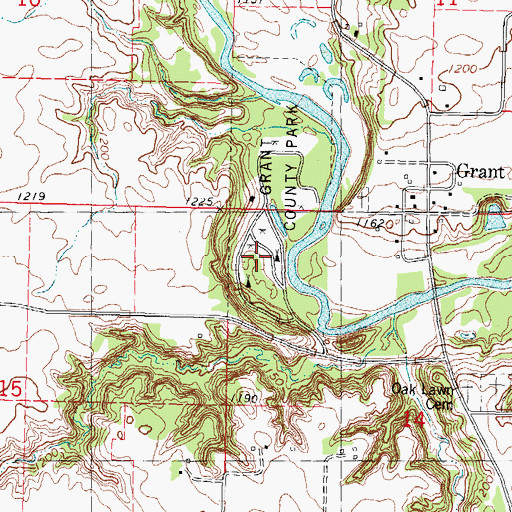Topographic Map of Grant County Park, IA