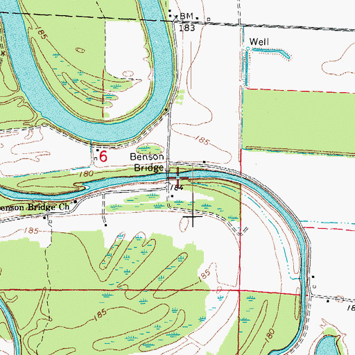 Topographic Map of Benson Bridge, AR