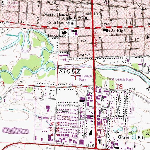 Topographic Map of West Leach Park, IA