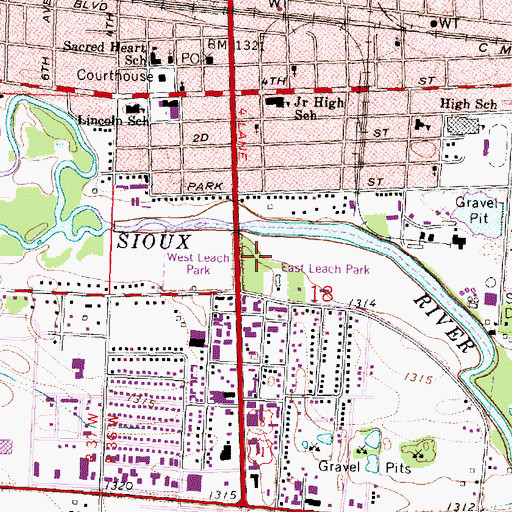 Topographic Map of East Leach Park, IA
