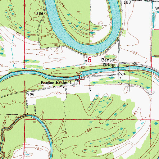 Topographic Map of Benson Bridge Church, AR