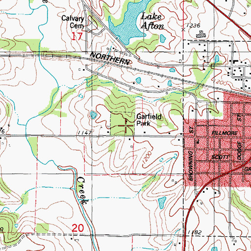 Topographic Map of Garfield Park, IA
