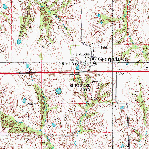 Topographic Map of Georgetown Rest Area, IA