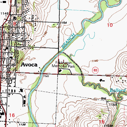 Topographic Map of Parkway Campground, IA