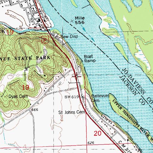 Topographic Map of Shady Haven Camper Park and Marina, IA