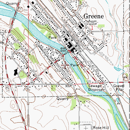 Topographic Map of Greene Recreational Area, IA