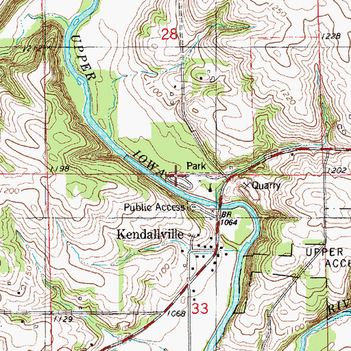 Topographic Map of Kendallville Park, IA