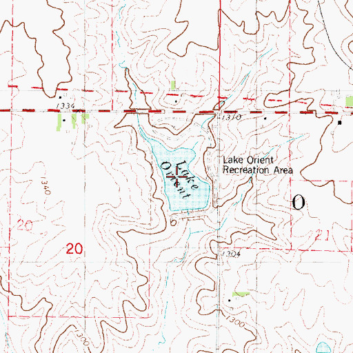 Topographic Map of Lake Orient, IA