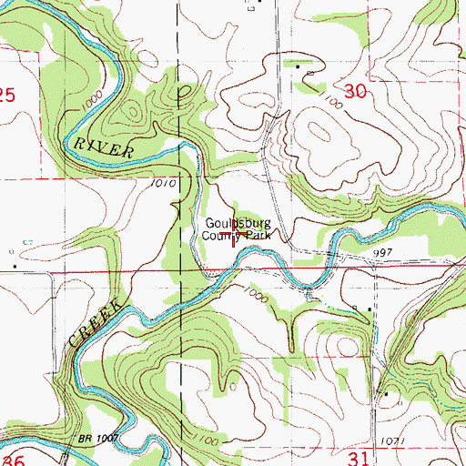 Topographic Map of Gouldsburg County Park, IA